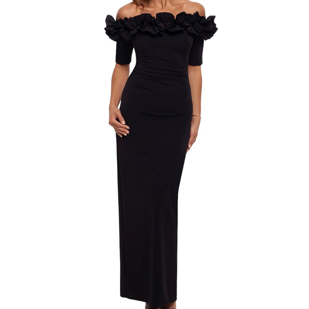Xscape Black Off-Shoulder Ruffle Maxi Dress - Picture 4 of 8